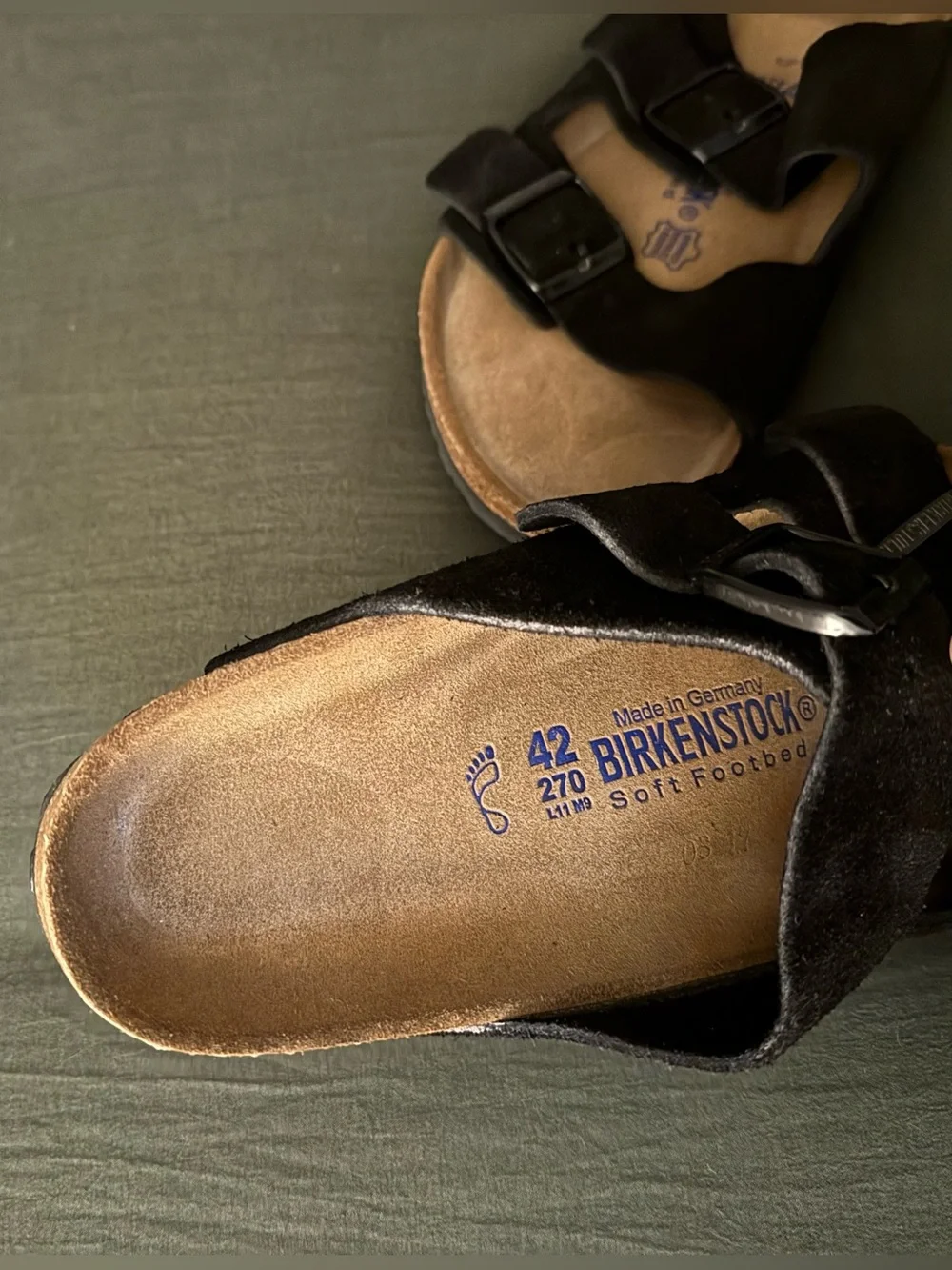 Birkenstock - Brand New- Men’s Black Suede Two-Strap Arizona Sandals